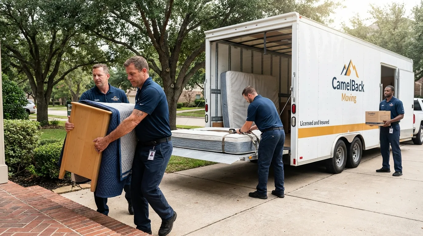 Crew loading residential truck for cross-state move from Scituate, MA